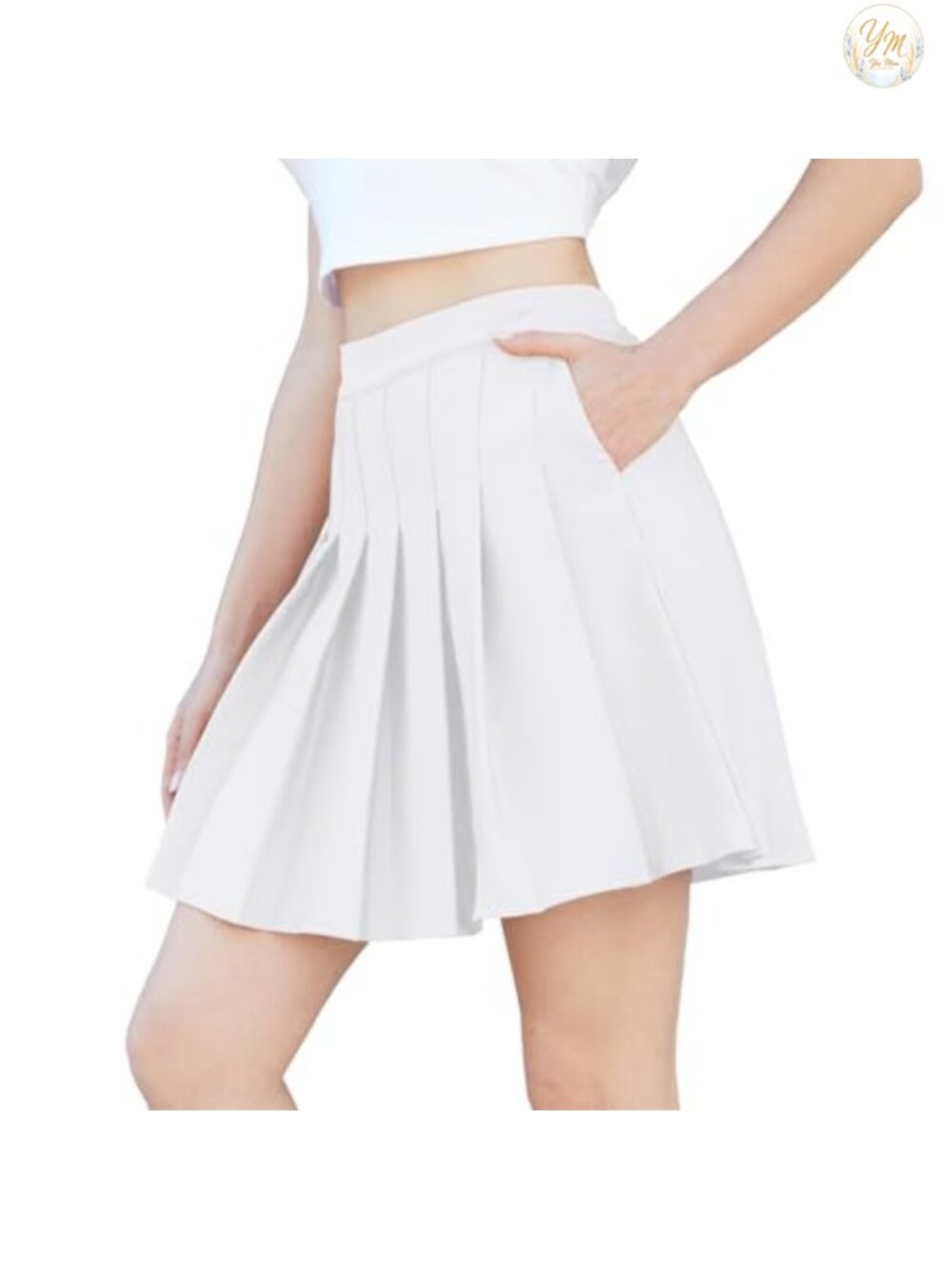 Pleated Skater Skirt High Waist A-Line with Pockets